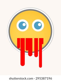 Blood Vomiting - Cartoon Smiley Vector Face