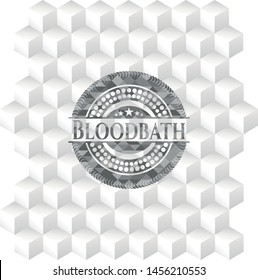 Bloodbath grey emblem. Retro with geometric cube white background