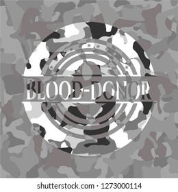 Blood-donor on grey camouflaged pattern