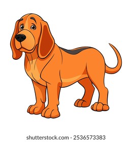 Bloodhound dog breed vector illustration isolated on white background in cartoon style.