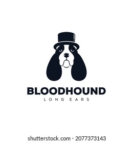 Bloodhound dog logo wearing cowboy hat vector illustration