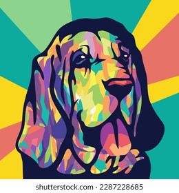 bloodhound pop art style illustration, artistic portrait of a cute dog