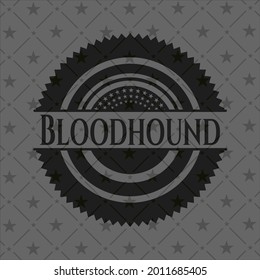 Bloodhound realistisches schwarzes Emblem. Vektorgrafik. Detaillierte Angaben. 