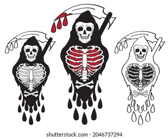 Conjunto de colección de fantasma de cráneo de Skeleton con sangre