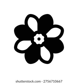 Bloodroot. Outlined stroke vector icon with black-filled details.