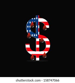 Bloods drop from US dollar and map sign