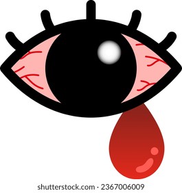 Bloodshot and Bleeding Eye Isolated Vector Illustration