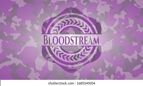 Bloodstream pink on camo pattern. Vector Illustration. Detailed.