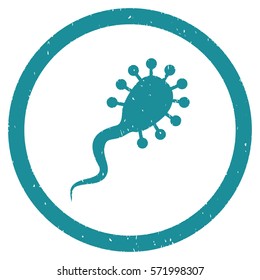 Bloodsucker grainy textured icon inside circle for overlay watermark stamps. Flat symbol with scratched texture.