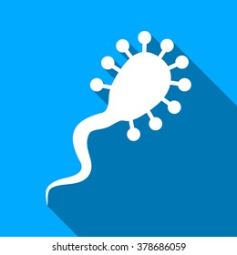 Bloodsucker long shadow vector icon. Style is a flat light symbol with rounded angles on a blue square background.