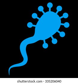 Bloodsucker vector icon. Style is flat symbol, blue color, rounded angles, black background.