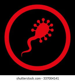 Bloodsucker vector icon. Style is flat rounded symbol, red color, rounded angles, black background.