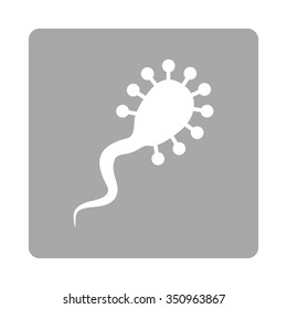 Bloodsucker vector icon. Style is flat rounded square button, white and silver colors, white background.