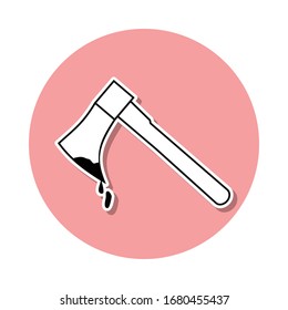 Symbol für blutrünstige Axt-Aufkleber. Einfache dünne Linie, Vektorillustration von Death-Symbolen für ui und ux, Website oder mobile Applikationen