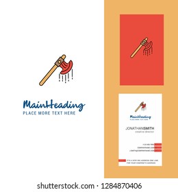 Bloody axe Creative Logo and business card. vertical Design Vector