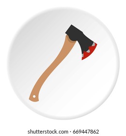 Bloody axe icon in flat circle isolated on white background vector illustration for web