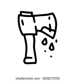 bloody axe line vector doodle simple icon