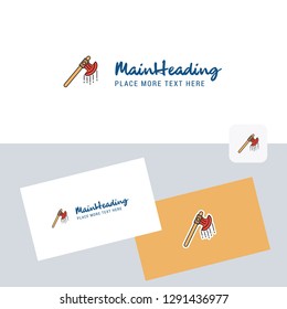 Bloody axe vector logotype with business card template. Elegant corporate identity. - Vector