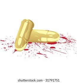 bloody bullets on white background, vector illustration