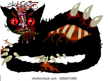 The bloody cat of the thing with tentacles and claws