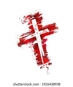 血十字架 ペンキのしずくで作った十字架 ベクターイラスト のベクター画像素材 ロイヤリティフリー Shutterstock