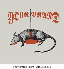 Bloody dead mouse design, very suitable for underground merchandise. or to be printed on t-shirts.