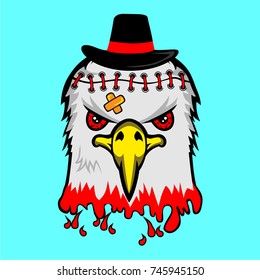 bloody eagle with black hat,vector cartoon