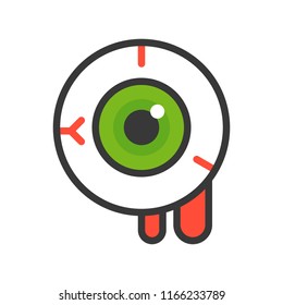 bloody eyeball, halloween icon editable stroke