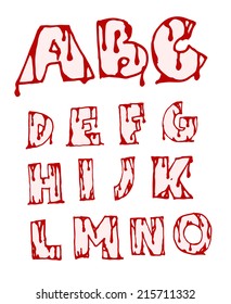 The bloody font. part 1. Vector illustration.