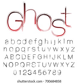 Bloody Ghost Hand Written Vector Font, Brush Stroke Alphabet, Grunge Style