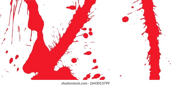 Bloody grunge texture. Red splashes, streaks, and drops for spooky backgrounds