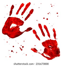 Bloody Halloween Hand Imprints. Vector Illustration