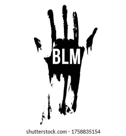 Bloody Hand In Black Color, Design Concept For Stand Against Racial Injustice. Protest Banner About The Human Rights Of Black People. Logo, Poster Or Sticker Against Racism And Police Abuse On White