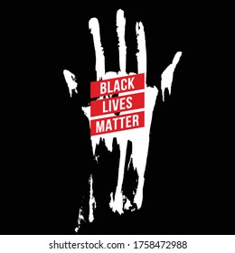 Bloody Hand, Design Concept For Stand Against Racial Injustice. Protest Banner About The Human Rights Of Black People. Logo, Poster Or Sticker Against Racism And Police Abuse On Black