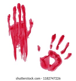 Bloody Hand Print Isolated On White Background. Vector Illustration