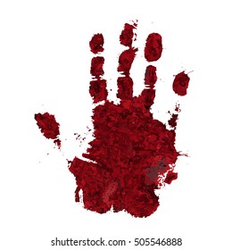 Bloody Hand Print Isolated On White Stock Vector (Royalty Free ...