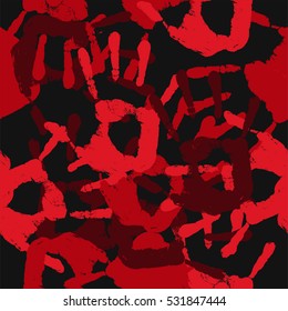 Bloody hand print. Seamless pattern