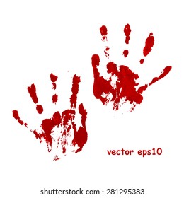 Bloody Hand Print - Vector Background