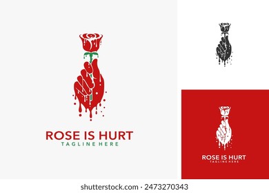 Bloody hand and rose logo design