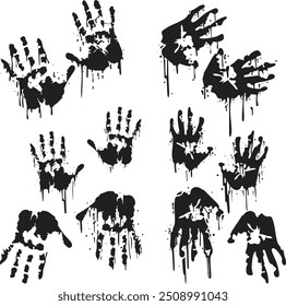 Bloody Handprint Vector Clipart set