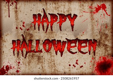 bloody happy halloween background scary old grunge rusty metal 