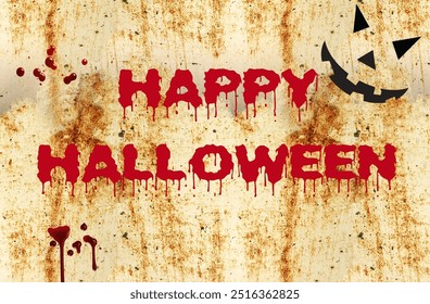 bloody happy halloween background scary old grunge rusty metal