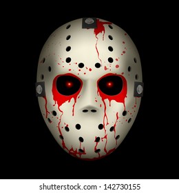Bloody Hockey Mask. Illustration on black background for design