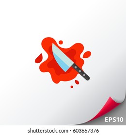 Bloody kitchen knife icon