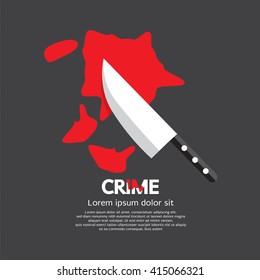 Bloody Knife Crime Concept Vector Illustration