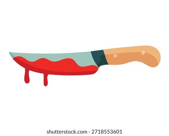 Maldito cuchillo. Detective. Clipart de Vector plano, ilustración con fondo aislado.