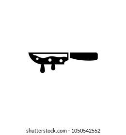 Bloody Knife. Flat Vector Icon. Simple black symbol on white background