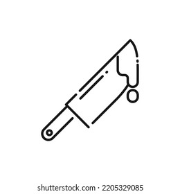 Bloody Knife Line Icon - Halloween Elements Icon Vector Illustration.
