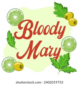 Bloody Mary banner. In cartoon style.For menu, cocktail cards. Vector illustration.