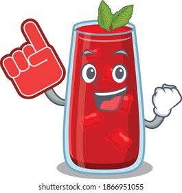 Bloody mary cocktail in cartoon drawing character design with Foam finger